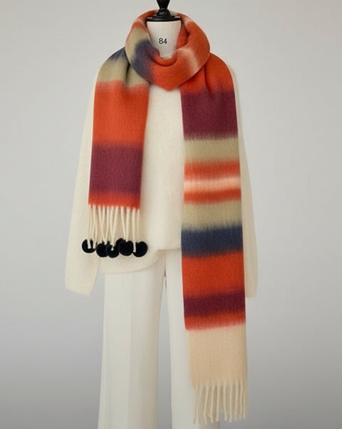 Color Blocks Striped Knit Scarf