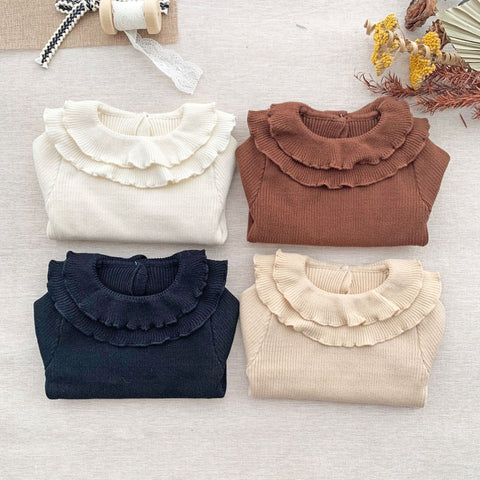 Elegant Cotton Ruffle Collar Blouse