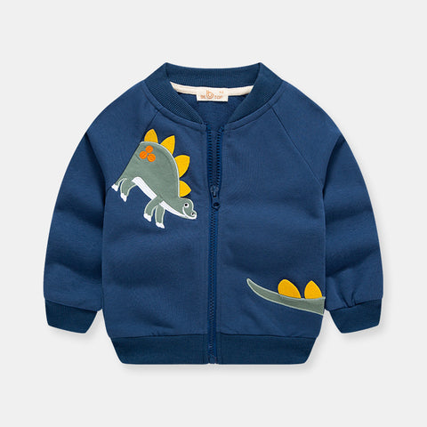 Playful Dinosaur Embroidery Cotton Cardigan