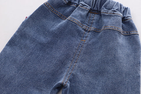 Playful Embroidery Sweatshirt and Jeans Set