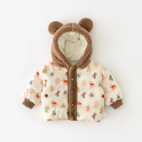 Cozy Corduroy Jacket with Bear Ear Hood