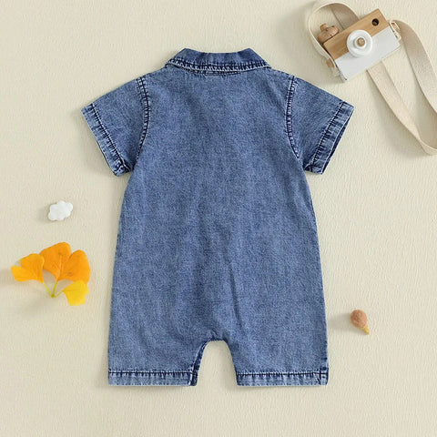 Breathable Cotton Denim Romper