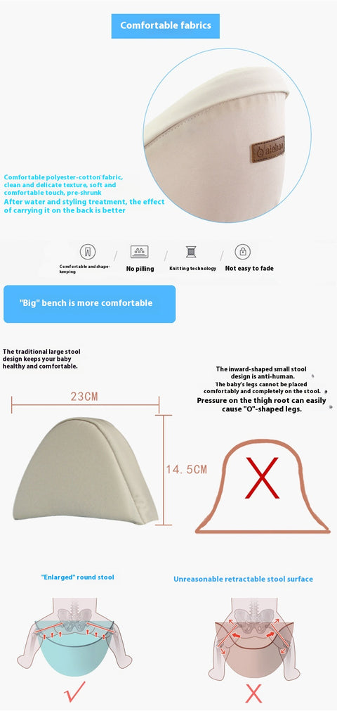 Product page with baby seat design and comfort features, including text and graphics.