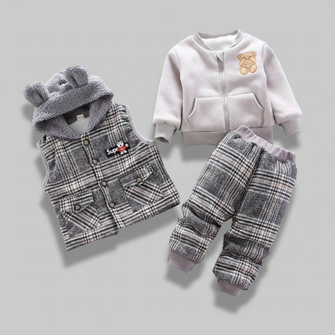 Teddy Sweatshirt, Hooded Vest and Fleece Jogger Pants Set