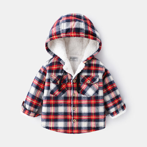 Warm Cotton Plaid Hooded Jacket