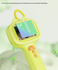 Yellow handheld device with a 2.4-inch HD screen on a white background