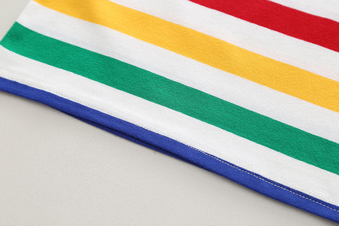 Rainbow Stripe T-Shirt and Bear Overalls Set