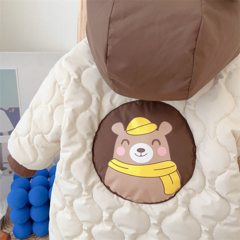 Quilted Hooded Jumpsuit with Bear Ears