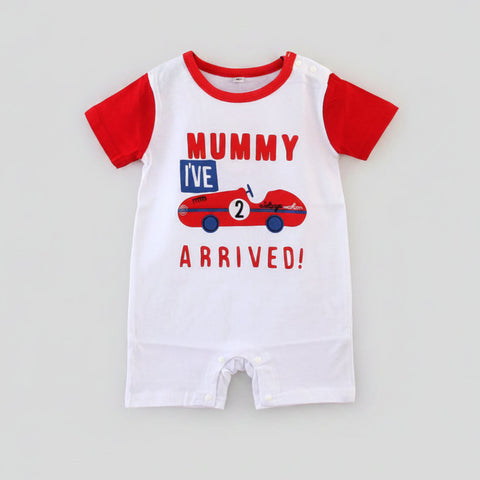 Cotton Short-Sleeve Fun Pattern Romper