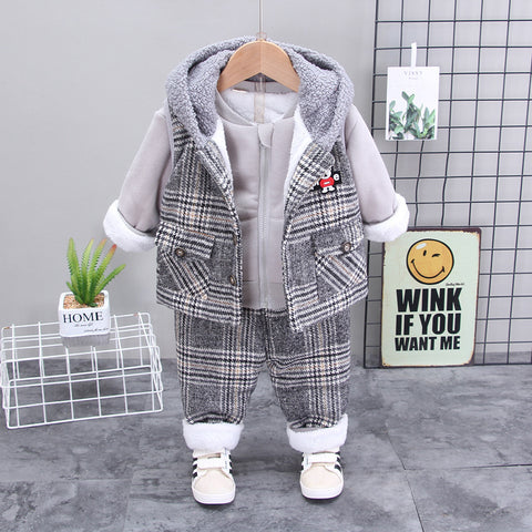 Teddy Sweatshirt, Hooded Vest and Fleece Jogger Pants Set