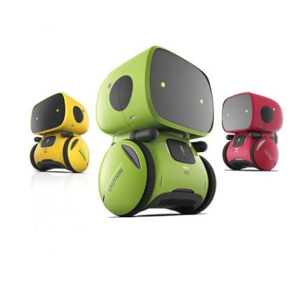 Three colorful robots on a white background