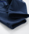 Close-up of a navy blue garment on a white background