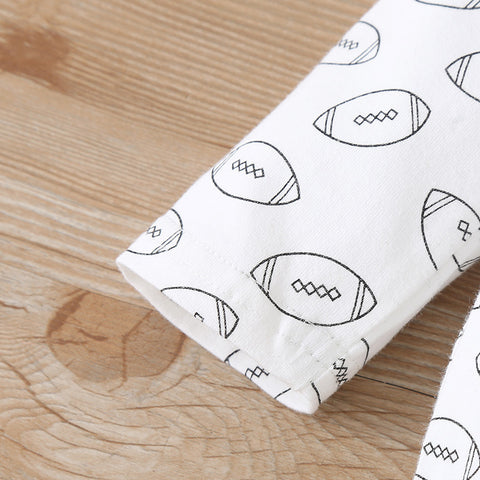 Varsity Jacket, Printed Romper and Pants Set