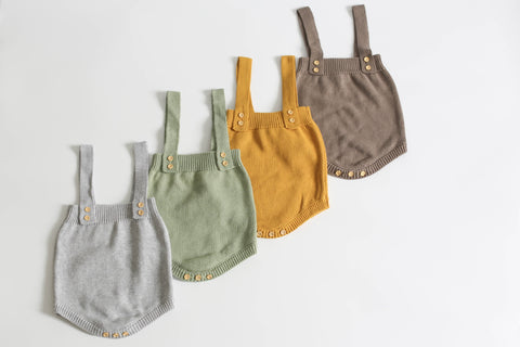 Cozy Cotton Knit Suspender Romper