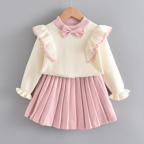 Sweet Cotton Ruffle Skirt and Pullover Set