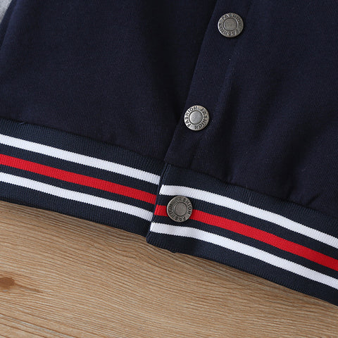 Varsity Jacket, Printed Romper and Pants Set