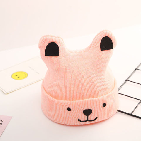 Playful  Bear Face Knit Beanie