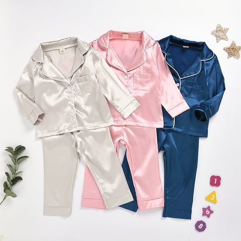 Soft Cotton Satin-look Pajama Shirt and Pants Set