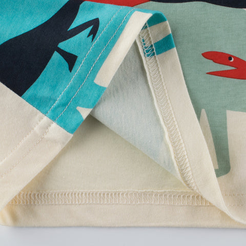 Camiseta de algodón con estampado de dinosaurios coloridos