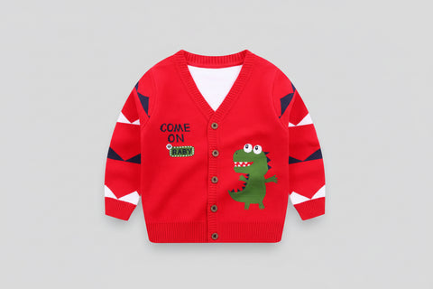 Dinosaur Design Knit Cardigan