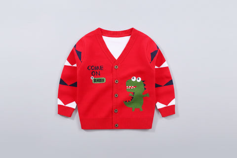 Dinosaur Design Knit Cardigan