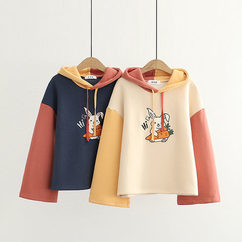 Carrot Bunny Color Block Hoodie