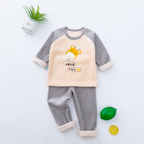 Cartoon prints Fleece Sleepwear Set