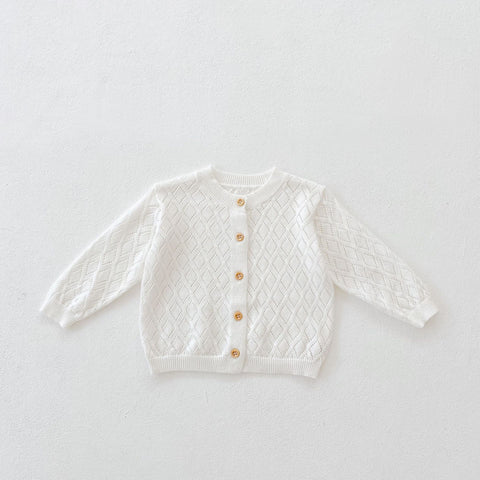 Charming Diamond Knit Cotton Cardigan