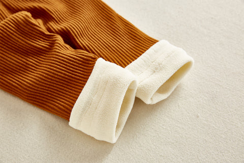 Cotton Ribbed Pants with Fleece Lining