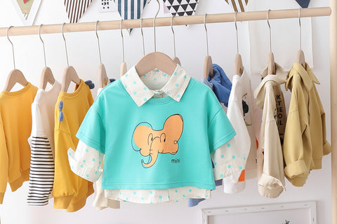 Cotton Lapel Shirt and Animal Print Sweater Set