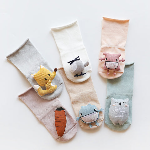 Plush Embroidery Cotton Knit Socks