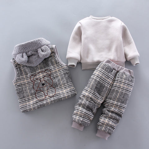 Teddy Sweatshirt, Hooded Vest and Fleece Jogger Pants Set