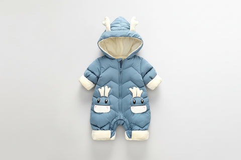 Cozy Quilted Cotton Romper Antler Hood