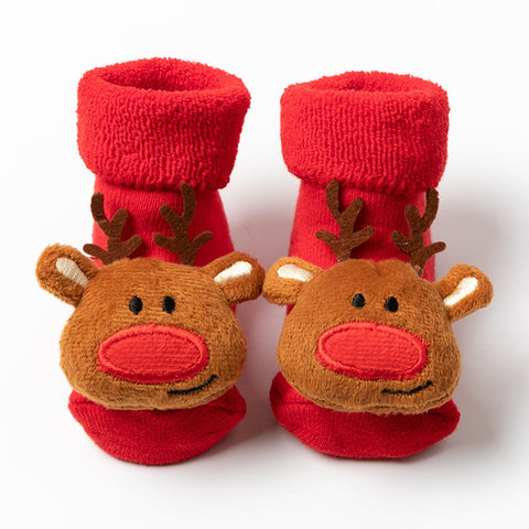 Cozy Cotton Socks 3D Reindeer Design