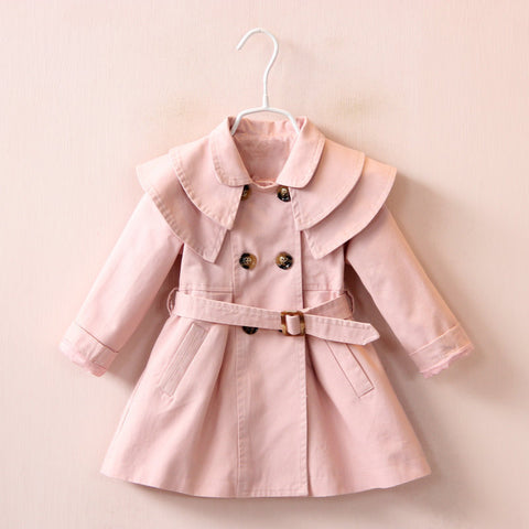 Soft Cotton Trench Coat Ruffle Collar