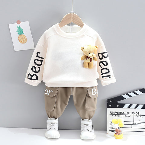 Soft Cotton Sweater and Cargo Pants Bear Design Set