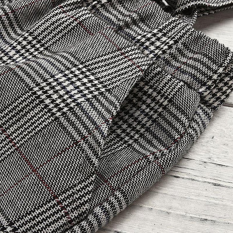 Cotton Pullover and Plaid Suspender Set