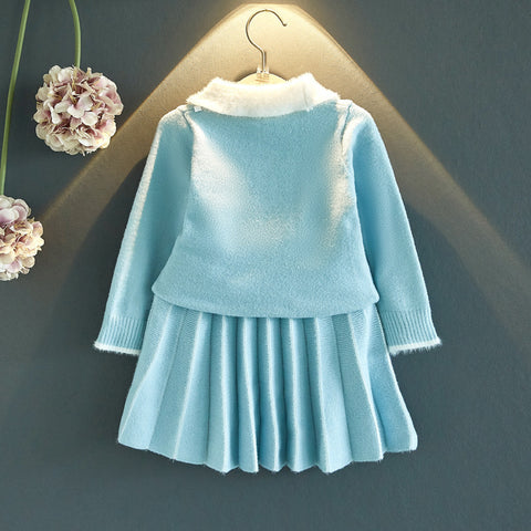 Elegant Pink Embroidered Swan Top and Pleated Skirt Set