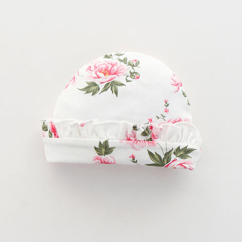 Pijama de algodón floral con cuello Peter Pan y gorro