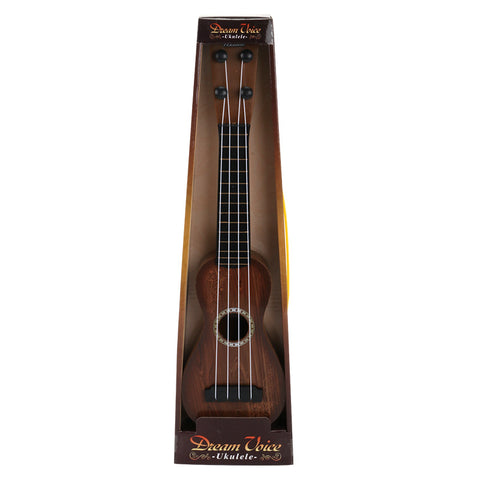 Wooden ukulele in packaging with 'Dream Voice' branding on a white background