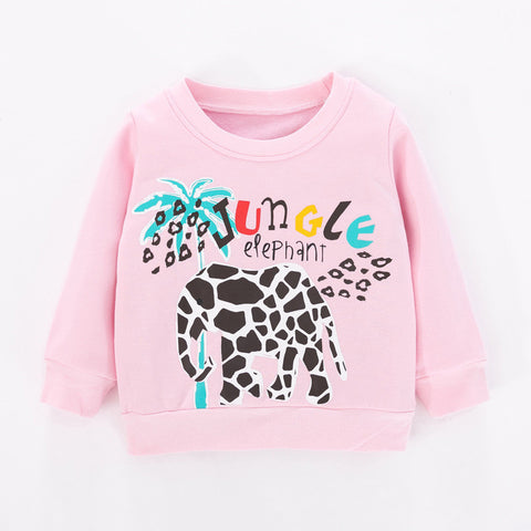 Pink Jungle Elephant Cotton Sweatshirt