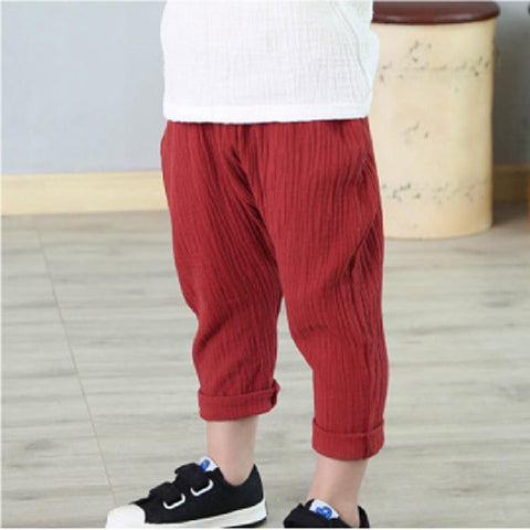 High Waist Cotton Cropped Pants
