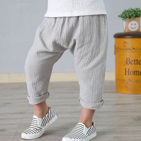 High Waist Cotton Cropped Pants