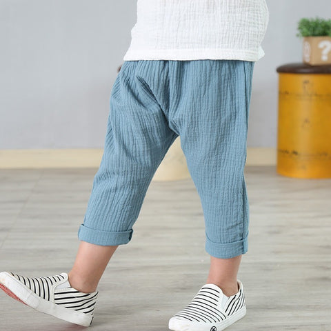 High Waist Cotton Cropped Pants