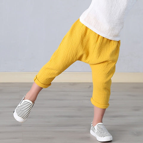 High Waist Cotton Cropped Pants