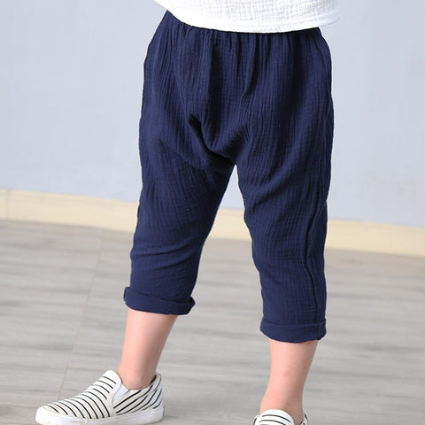 High Waist Cotton Cropped Pants