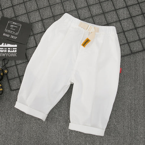 Lightweight Cotton-Spandex Cropped Pants with Belt