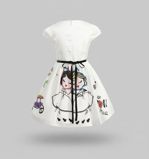 Bright Cotton Illustrated Dress