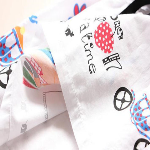 Bright Cotton Illustrated Dress