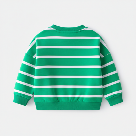 Striped Cotton Sweater with Playful Pocket Detail